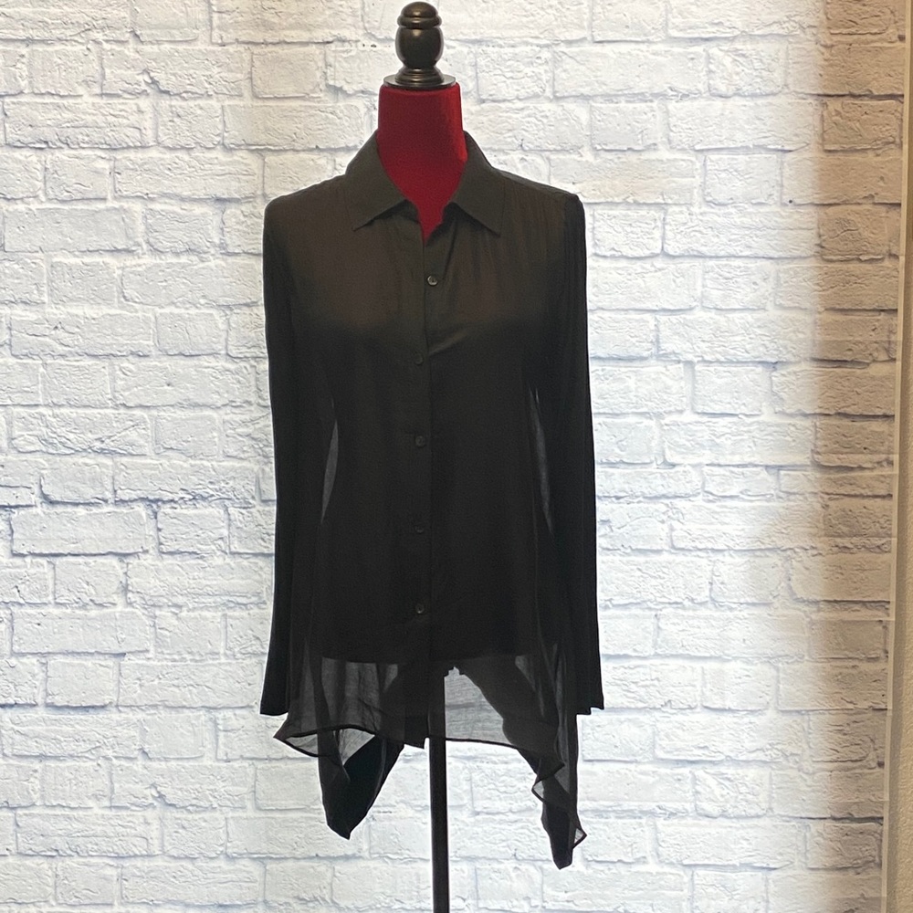 Sheer Flowy Dress Shirt